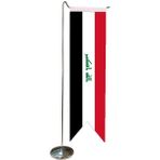 Satürn Design Masaüstü Kırlangıç Irak Bayrağı + Krom L Direk Masa Bayrak Seti