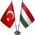 Satürn Design Masaüstü Macaristan Bayrağı Türk Bayrağı İkili Krom Direk Masa Bayrak Seti