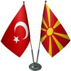 Satürn Design Masaüstü Makedonya Bayrağı Türk Bayrağı İkili Krom Direk Masa Bayrak Seti