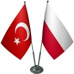 Satürn Design Masaüstü Polonya Bayrağı Türk Bayrağı İkili Krom Direk Masa Bayrak Seti