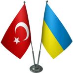 Satürn Design Masaüstü Ukrayna Bayrağı Türk Bayrağı İkili Krom Direk Masa Bayrak Seti