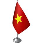 Satürn Design Masaüstü Vietnam Bayrağı Krom Direk Masa Bayrak Seti