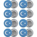 Satürn Doğu Türkistan Bayrağı Çanta Rozeti Seti 8 Adet En Büyük Boy 5.8cm Iğneli Broş - Renkli