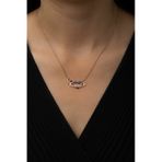 Satürn Kuşaklı Kalp Ay Yıldız Bayrak Kolye Rose Gold Kaplama 925 Ayar Gümüş, Uvps100493