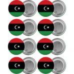 Satürn Libya Bayrağı Çanta Rozeti Seti 8 Adet En Büyük Boy 5.8cm Iğneli Broş - Renkli