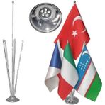 Satürn Masa Üstü Bayrak Direği Altılı Krom - Sadece Direk - Renkli