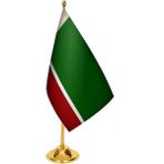 Satürn Masa Üstü Çeçenistan Bayrağı + Pirinç Direk Masa Bayrak Seti