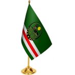 Satürn Masa Üstü Çeçenistan Içkerya Bayrağı + Pirinç Direk Masa Bayrak Seti