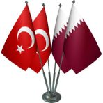 Satürn Masa Üstü Katar Bayrağı Türk Bayrağı Dörtlü Krom Direk Masa Bayrak Seti