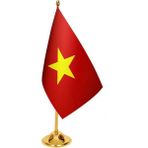 Satürn Masa Üstü Vietnam Bayrağı + Pirinç Direk Masa Bayrak Seti