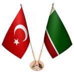 Satürn Masaüstü Çeçenistan Bayrağı Türk Bayrağı Ikili Pirinç Direk Masa Bayrak Seti