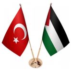 Satürn Masaüstü Filistin Bayrağı Türk Bayrağı Ikili Pirinç Direk Masa Bayrak Seti