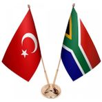 Satürn Masaüstü Güney Afrika Bayrağı Türk Bayrağı Ikili Pirinç Direk Masa Bayrak Seti