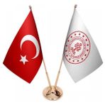 Satürn Masaüstü Kültür Bakanlığı Bayrağı Türk Bayrağı Ikili Pirinç Direk Masa Bayrak Seti