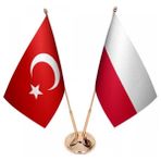 Satürn Masaüstü Polonya Bayrağı Türk Bayrağı Ikili Pirinç Direk Masa Bayrak Seti