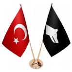 Satürn Masaüstü Siyah Göktürk Bayrağı Türk Bayrağı Ikili Pirinç Direk Masa Bayrak Seti