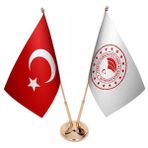 Satürn Masaüstü Tarım Bakanlığı Bayrağı Türk Bayrağı Ikili Pirinç Direk Masa Bayrak Seti