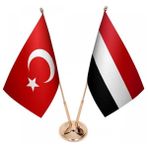 Satürn Masaüstü Yemen Bayrağı Türk Bayrağı Ikili Pirinç Direk Masa Bayrak Seti