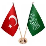 Satürn Masaüstü Yeşil Kelimei Tevhid Bayrağı Türk Bayrağı Ikili Pirinç Direk Masa Bayrak Seti
