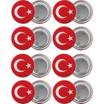 Satürn Türk Bayrağı Çanta Rozeti Seti 8 Adet En Büyük Boy 5.8cm Iğneli Broş - Renkli