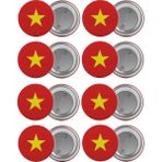 Satürn Vietnam Bayrağı Çanta Rozeti Seti 8 Adet En Büyük Boy 5.8cm Iğneli Broş - Renkli