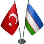 Saturndesign Masaüstü Özbekistan Bayrağı Türk Bayrağı İkili Krom Direk Masa Bayrak Seti