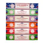 Satya Nag Champa Paçuli Lavanta Spiritüel Aura Ejderha Kan İyileştirici Ruh - Satya Tütsü Çubukları Çeşitli 6'lı Paket Set