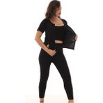 Sauna Suit %100 Termal Sauna Maksimum Terleten Termal Tayt ve Fermuarlı Takım - Siyah - 3XL