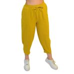 SAUNA SUIT ince Yazlik Yüksek Bel Rahat Pamuklu Slouchy Pantolon (HARDAL, S-M)