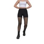 SAUNA SUIT Kışlık Sıcak Tutan Içi Polarlı Dokuma Ten Rengi Ince Külotlu Çorap (SİYAH, S-M)