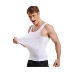 Sauna Suit Premium Erkek Korse Toparlayıcı Bel Göğüs Göbek 2 Beden Incelten Sıkılaştırıcı Beyaz Atlet - S