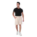 SAUNA SUIT Rahat Pamuklu Yüksek Bel Ince Yazlik Keten Görünümlü Slouchy şort (ERKEK BEJ, S/M)