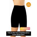 SAUNA SUIT Seamless Dikişsiz Porfy Bel Basen Etkili Lazer Kesim Paçalı Korse Extra Sıkı Kısa Şort Siyah Renk
