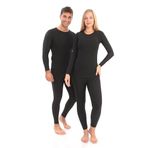SAUNA SUIT Unisex Kışlık Pamuklu Yakmayan Termal İçlik Alt Üst Takım, Fanila (Siyah, 2XL-3XL)