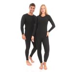 SAUNA SUIT Unisex Kışlık Pamuklu Yakmayan Termal İçlik, Alt Üst Takım, Fanila (Siyah, L-XL)