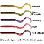 Savage Gear Rib Worm 9cm 3gr Silikon Yem (10'lu Paket) İğnesiz - Green Pumpkin
