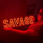 Savage Neon Metal Duvar Sanatı, Led Tabela, Neon Tabela, Neon Işık, Kırmızı Neon Tabela, Oda İçin Neon Tabela, Retro Neon Tabela, Savage 21, Neon Ev Bar Tabelası (Uzaktan Kumandasız)
