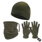Savage Warm 3'lü Kışlık Set Polar Bere, Eldiven, Boyunluk Haki Sbln.008