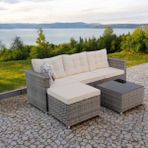 Savanna | Rehome Rattan Puflu L Köşe Koltuk | 708 - 255x190x80 - Gri