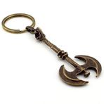 Savaş Baltası Savaşçı Antik Sarı Bronz Eskitme Metal Anahtarlık KC257