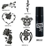Savaş Ve Çiçek Spray Tattoo Geçici Dövme Yapma Seti Sprey Dövme Kiti