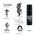 Savaş ve Zombi Spray Tattoo Geçici Dövme Seti Dark Siyah Sprey