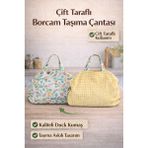 SAVEK El Yapımı Borcam Taşıma Çantası & Piknik Çantası 50X80 cm – Yeşil Çiçek Desenli, Bağcıklı, Duck Kumaş Taşıma Çantası - Yeşil - Beyaz - Sarı