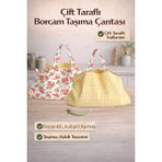 SAVEK El Yapımı Borcam Taşıma Çantası & Piknik Çantası 50x80cm –Sarı Çiçek Desenli, Bağcıklı Ayarlanabilir - Turuncu