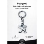 SAVEK Yüksek Kaliteli Peugeot Logolu Lüks Krom Kaplama Oto Anahtarlık Şık Hediyelik Araç Aksesuar - Parlak Metalik