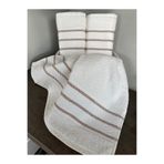 SAVESSA THERES 4'lü HAVLU SETİ EKRU RENKTE KAHVERENGİ DETAYLI 40X55 CM ELYÜZ MUTFAK HEDİYE ÇEYİZ %100PAMUK