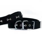 Savex Pet Doggie DSBT-3062 Siyah 3.0x47-55 cm L Konfor Dokuma Kemikli Boyun Tasması