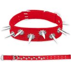 Savex Pet Dokuma Çivili Köpek Boyun Tasması - 5*80 cm - Kırmızı