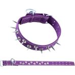 Savex Pet Dokuma Çivili Köpek Boyun Tasması - 5*80 cm - Mor