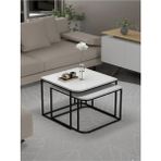 Savita Home Damla Ikili Orta Sehpa - 50 cm - Beyaz